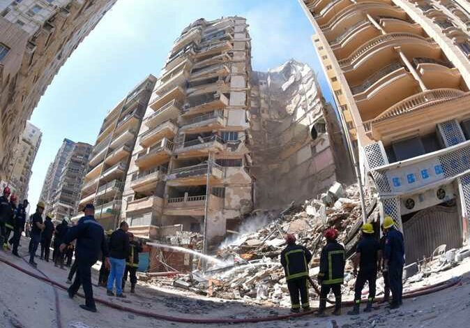 انهيار عقار الإسكندرية اليوم